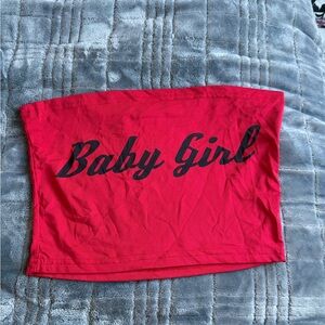 Red Tube Top with 'Baby Girl' Print
